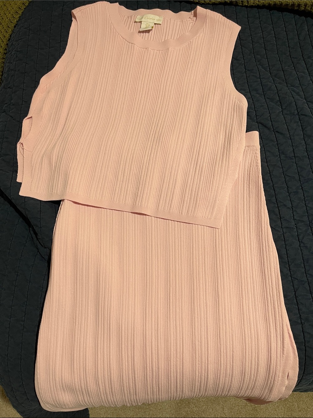 NWOT Matching Set House of Harlow Baby Pink Ribbed Sleeveless Top & Skirt Small